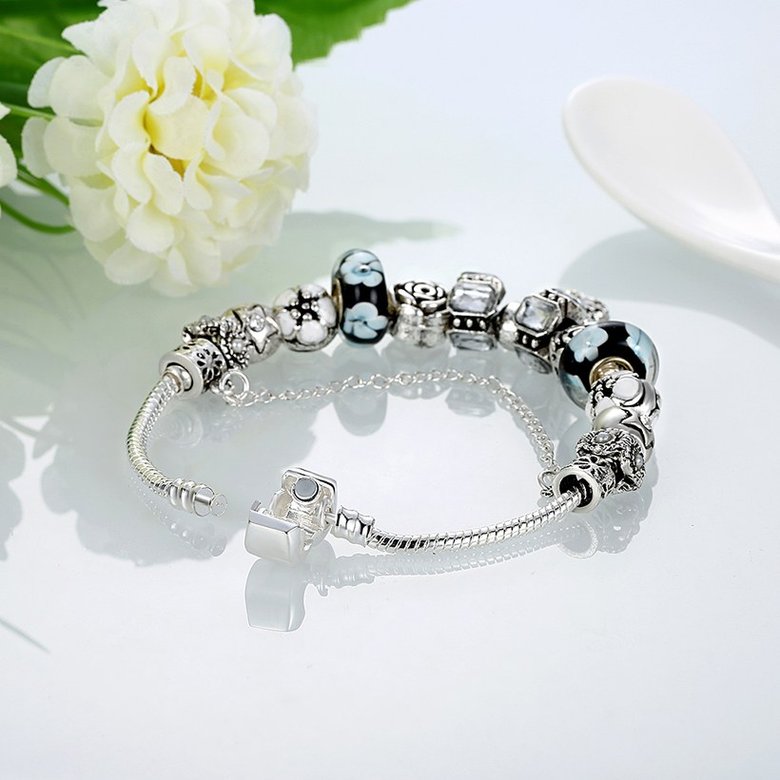 Wholesale Casual/Sporty Silver Plant Multicolor Crystal Bracelet TGBB024 2