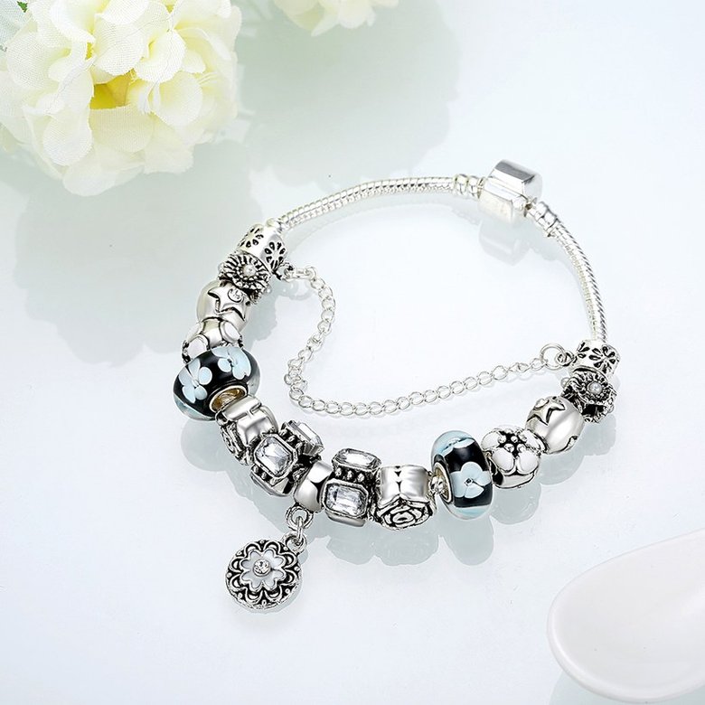 Wholesale Casual/Sporty Silver Plant Multicolor Crystal Bracelet TGBB024 3