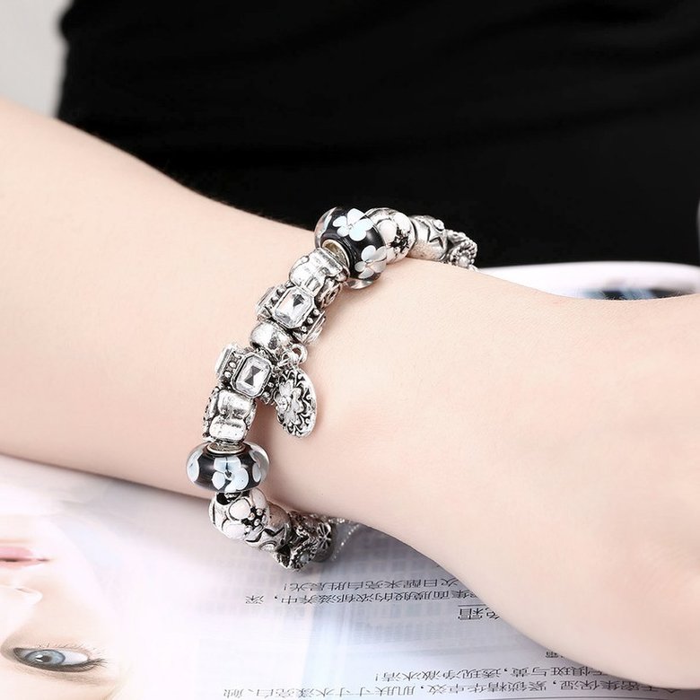 Wholesale Casual/Sporty Silver Plant Multicolor Crystal Bracelet TGBB024 4