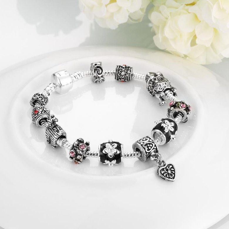 Wholesale Romantic Silver Plant Rhinestone Bracelet TGBB026 2