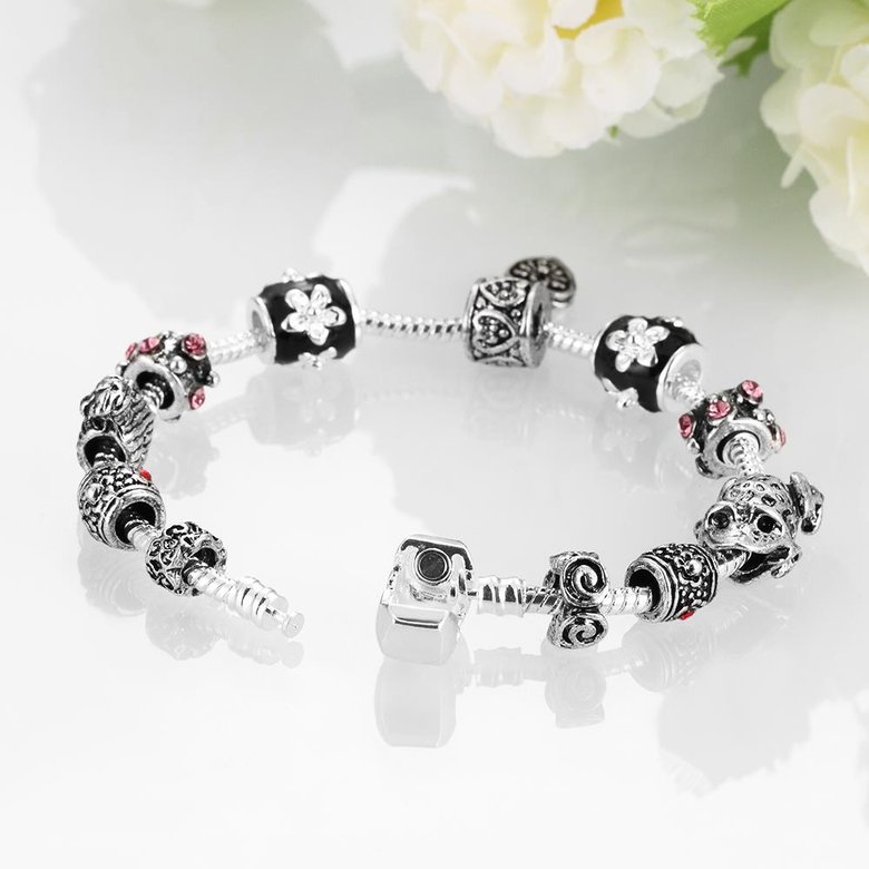 Wholesale Romantic Silver Plant Rhinestone Bracelet TGBB026 3