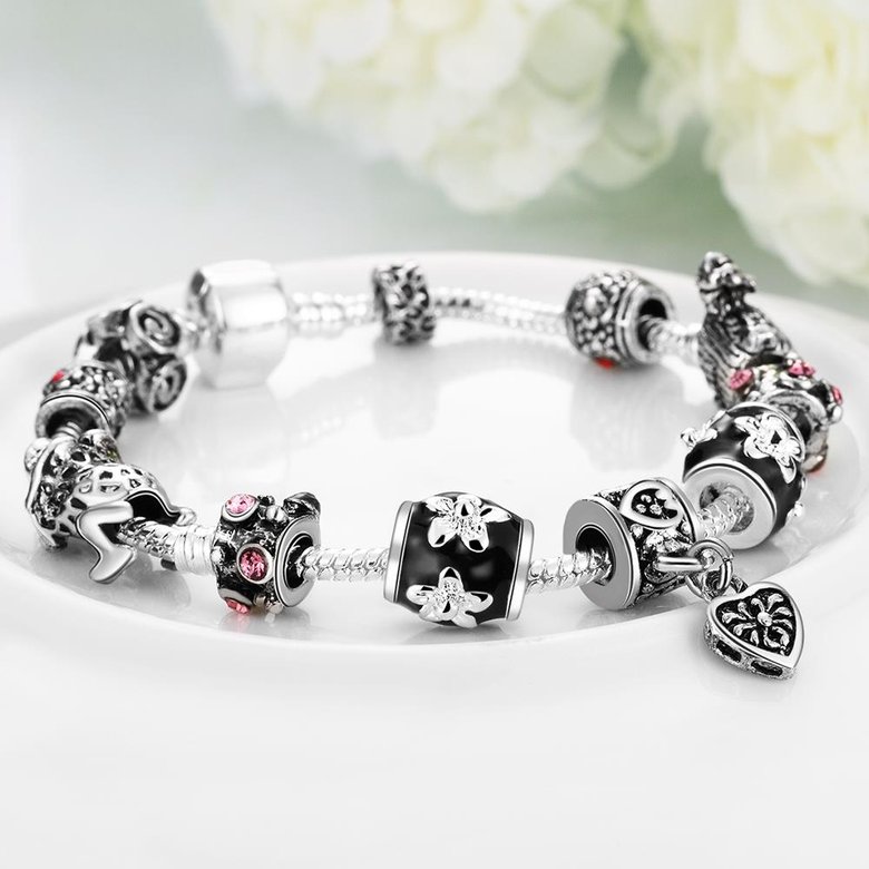 Wholesale Romantic Silver Plant Rhinestone Bracelet TGBB026 4