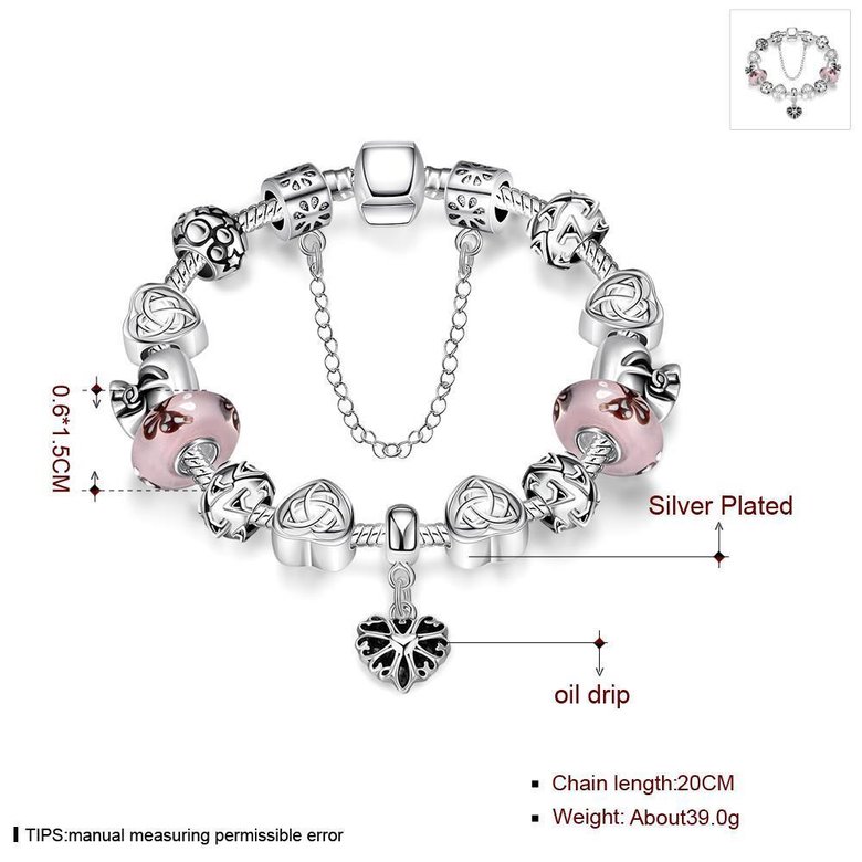 Wholesale Romantic Silver Heart Rhinestone Bracelet TGBB027 0