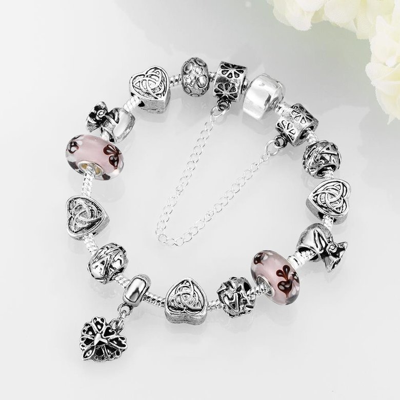 Wholesale Romantic Silver Heart Rhinestone Bracelet TGBB027 1