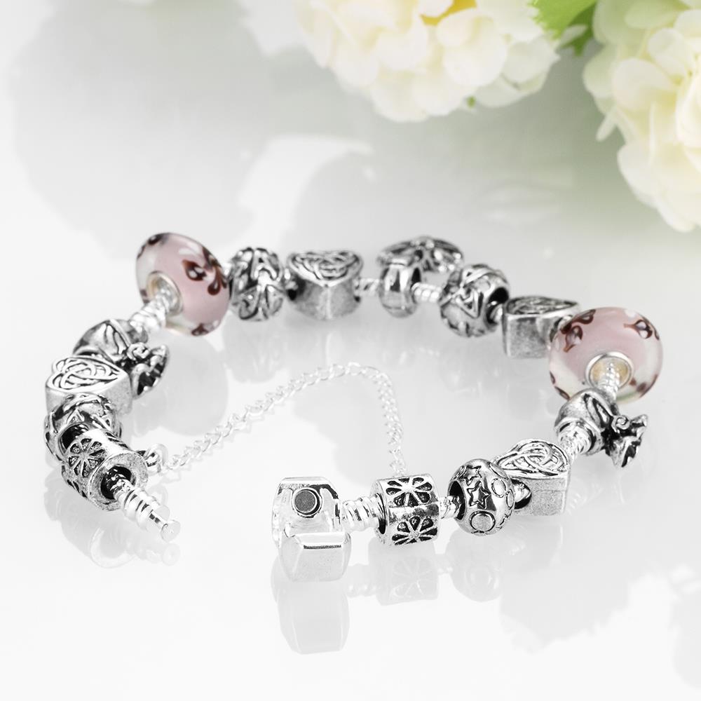 Wholesale Romantic Silver Heart Rhinestone Bracelet TGBB027 5