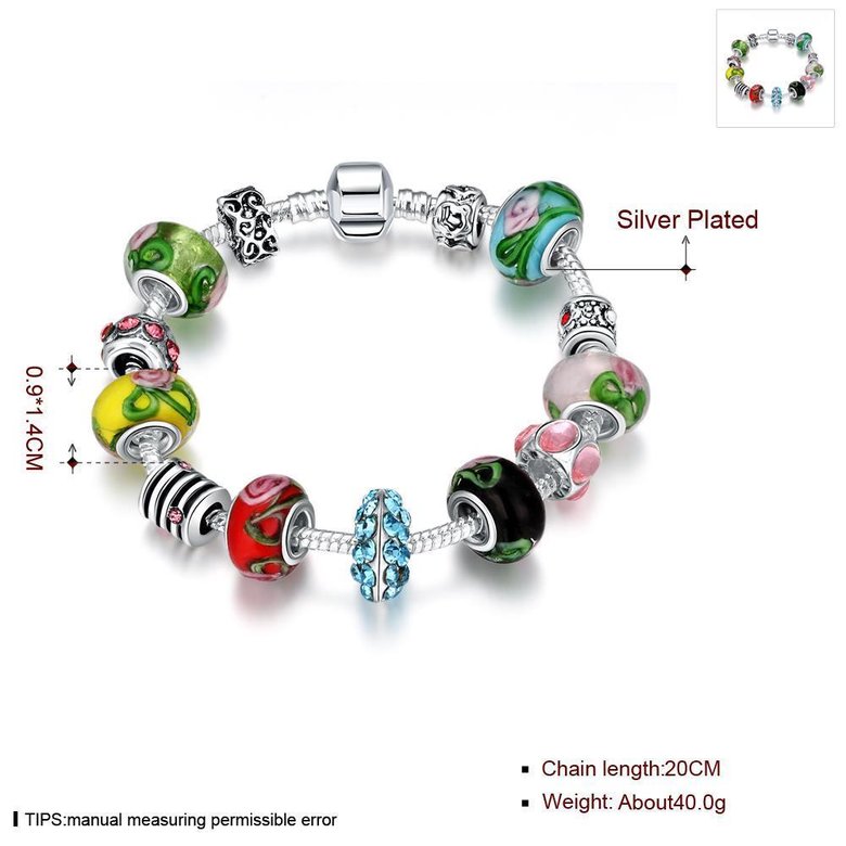 Wholesale Vintage Silver Round Glass Bracelet TGBB030 0