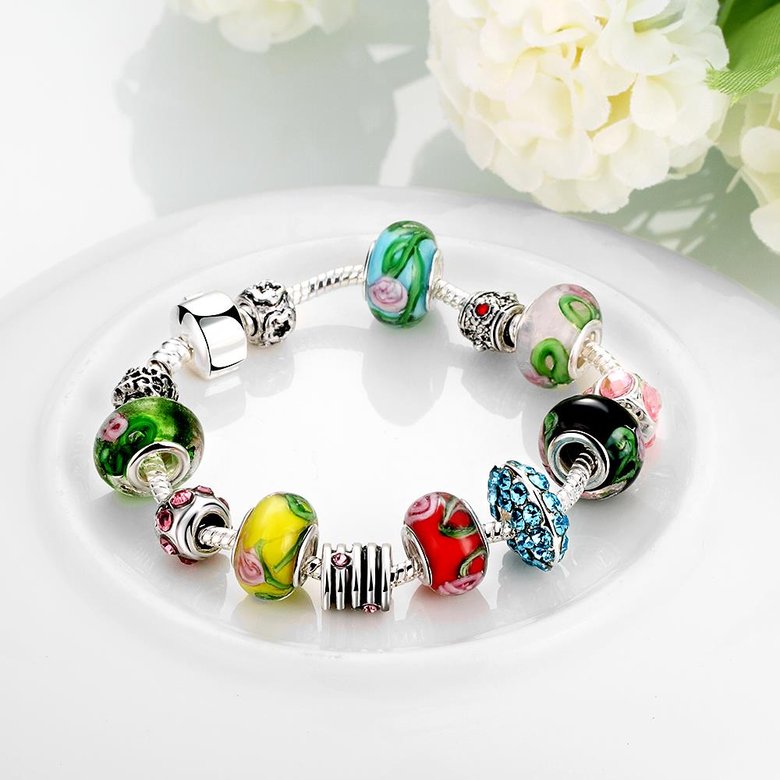 Wholesale Vintage Silver Round Glass Bracelet TGBB030 2