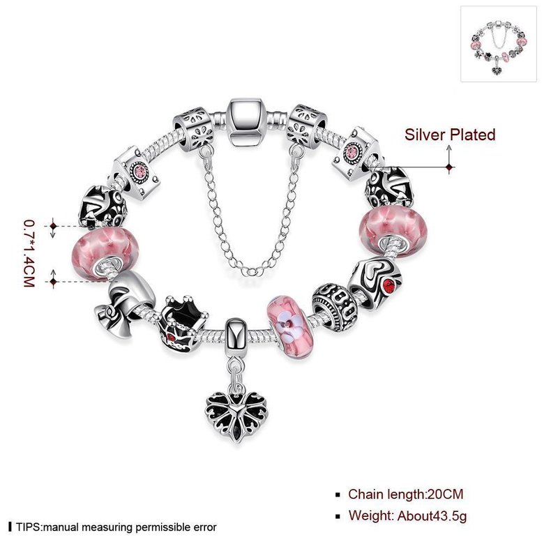 Wholesale Vintage Silver Heart Rhinestone Bracelet TGBB032 0