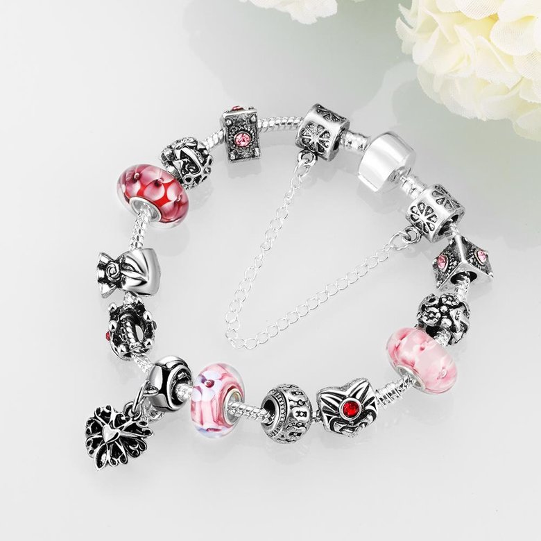 Wholesale Vintage Silver Heart Rhinestone Bracelet TGBB032 2