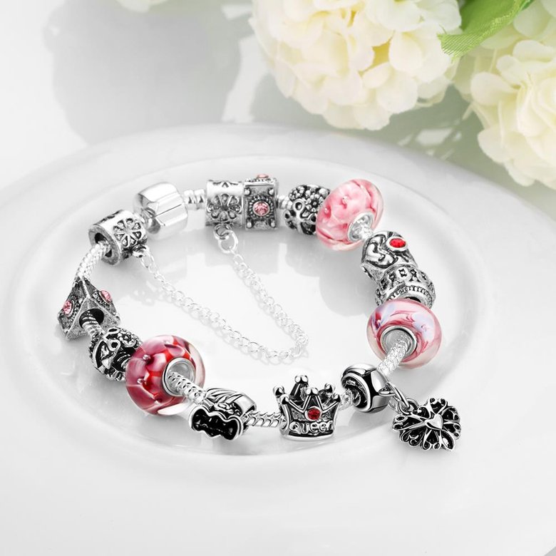 Wholesale Vintage Silver Heart Rhinestone Bracelet TGBB032 3