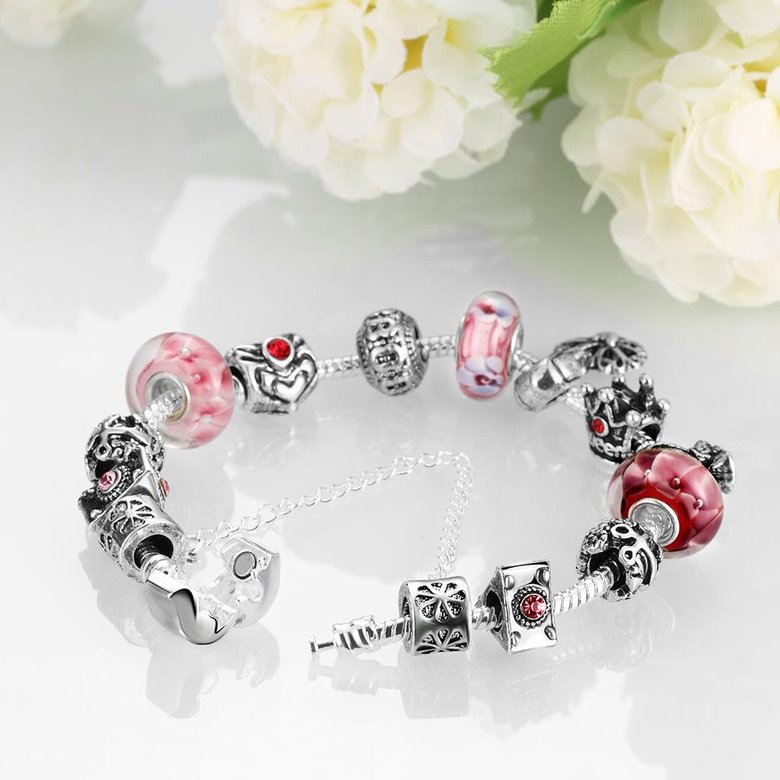 Wholesale Vintage Silver Heart Rhinestone Bracelet TGBB032 4