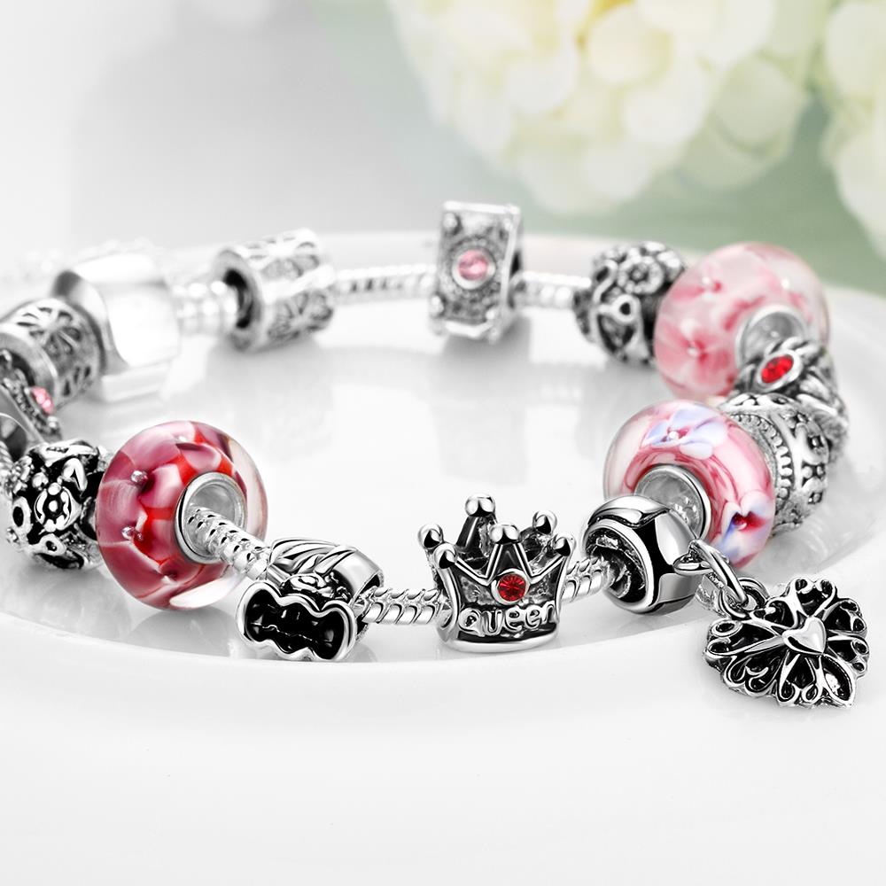 Wholesale Vintage Silver Heart Rhinestone Bracelet TGBB032 5