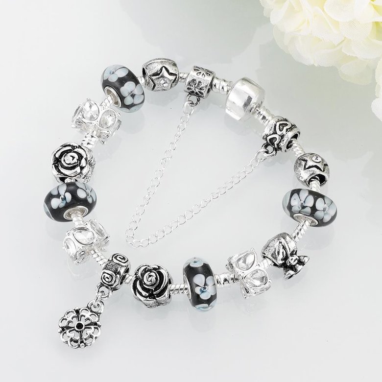 Wholesale Vintage Silver Plant Rhinestone Bracelet TGBB034 0