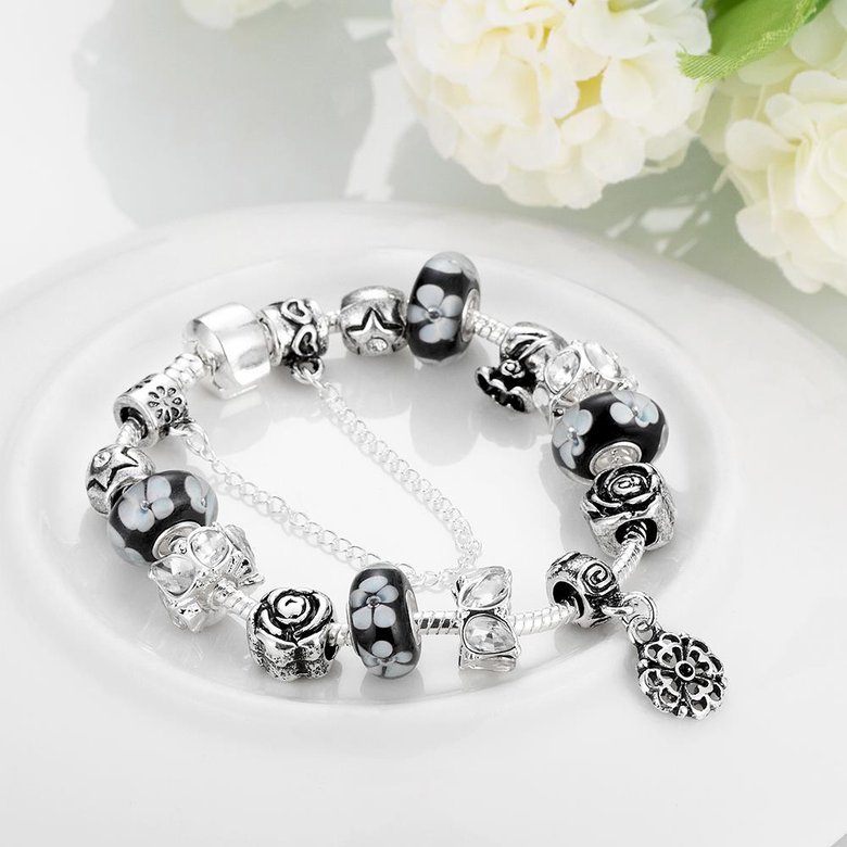 Wholesale Vintage Silver Plant Rhinestone Bracelet TGBB034 1