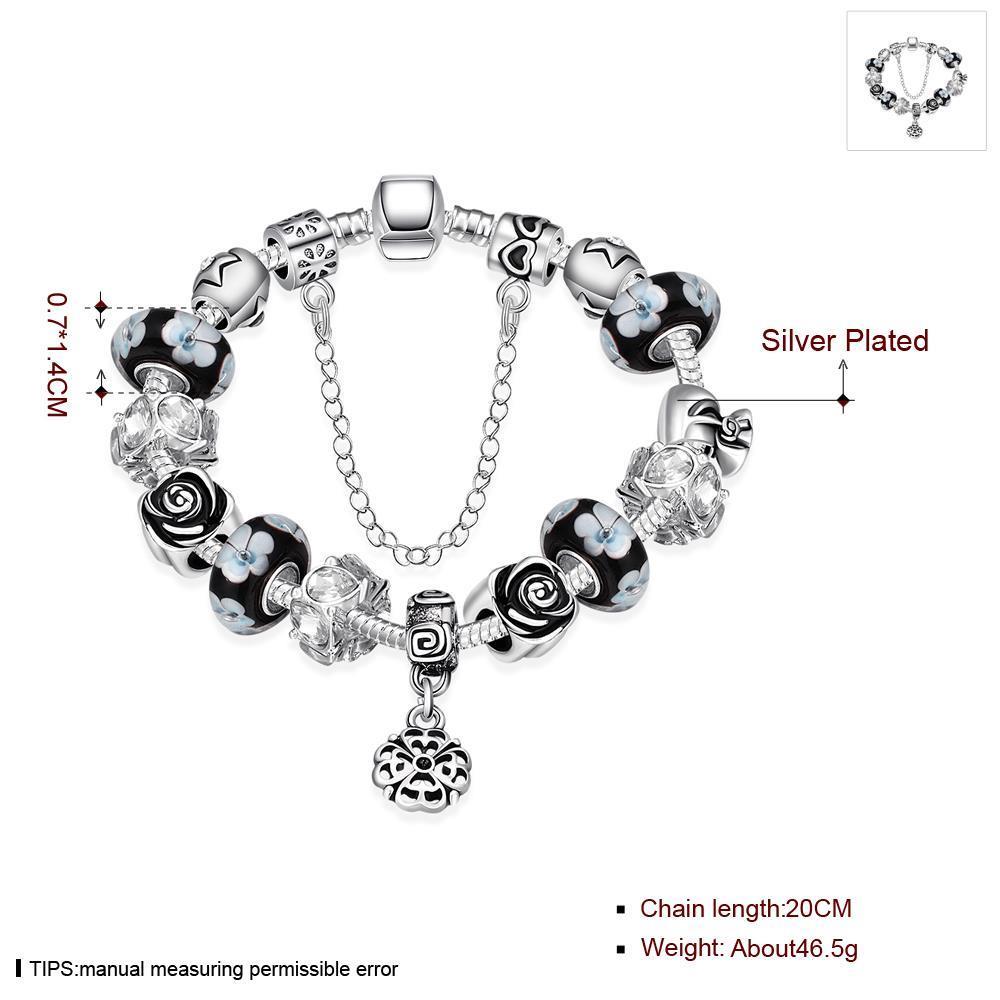 Wholesale Vintage Silver Plant Rhinestone Bracelet TGBB034 5