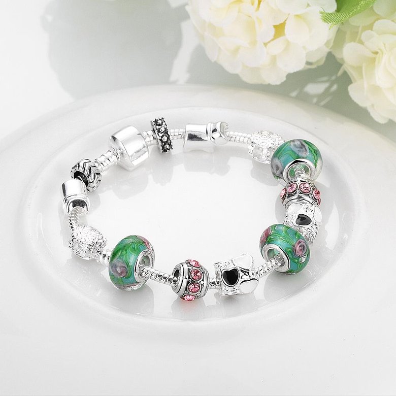 Wholesale Vintage Silver Heart Rhinestone Bracelet TGBB038 3