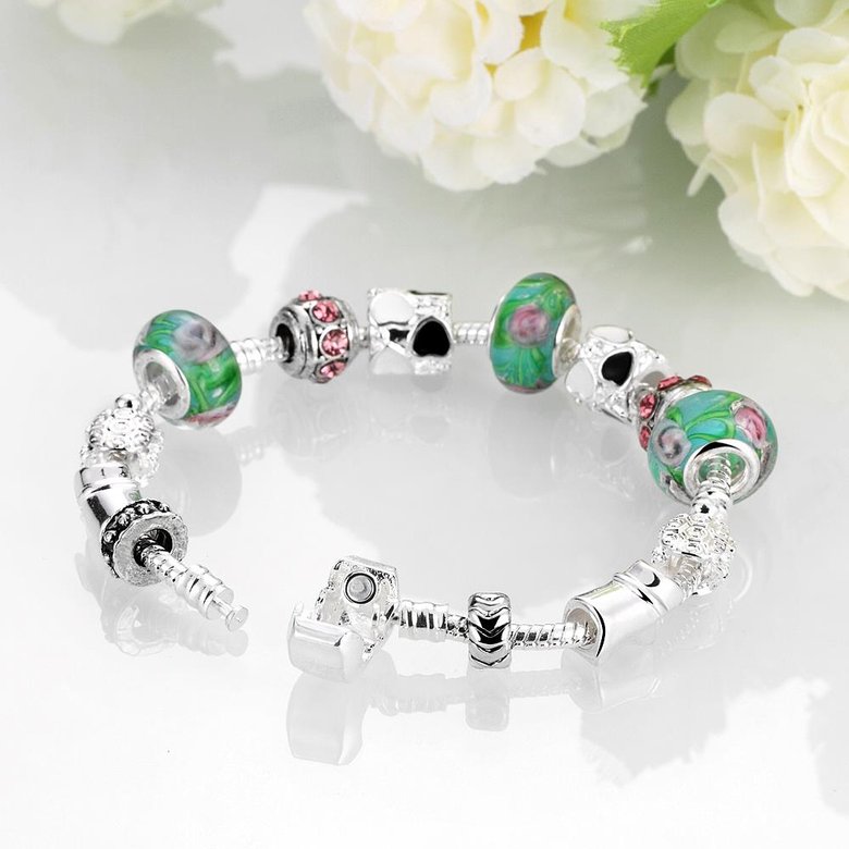 Wholesale Vintage Silver Heart Rhinestone Bracelet TGBB038 4