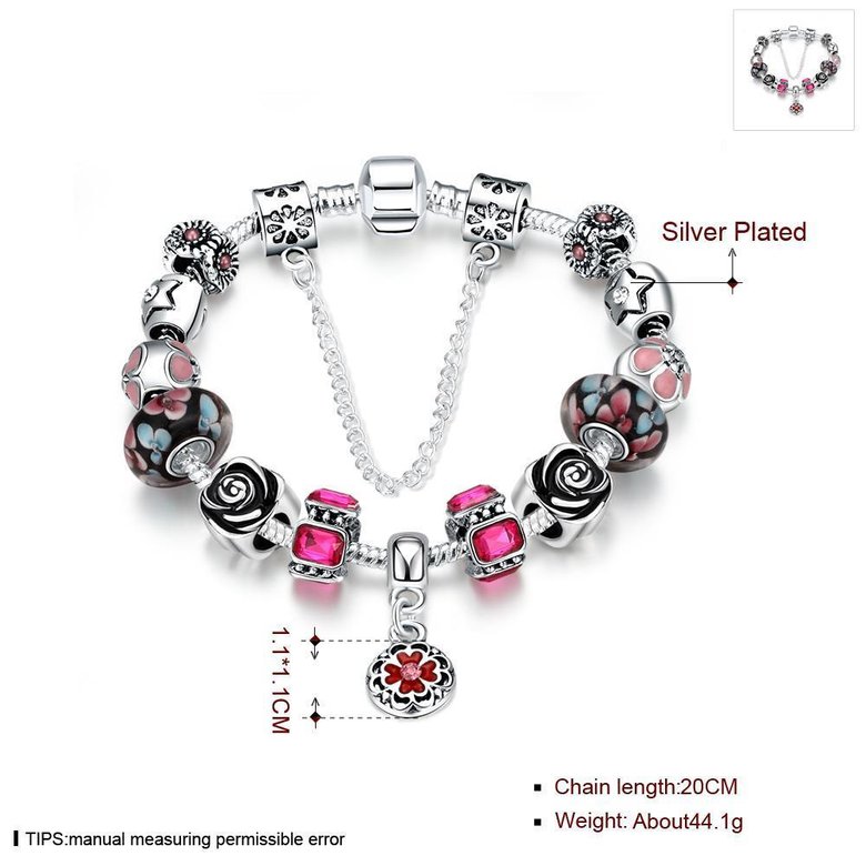 Wholesale Vintage Silver Plant Rhinestone Bracelet TGBB039 0