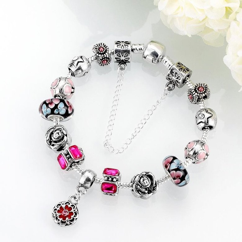 Wholesale Vintage Silver Plant Rhinestone Bracelet TGBB039 1