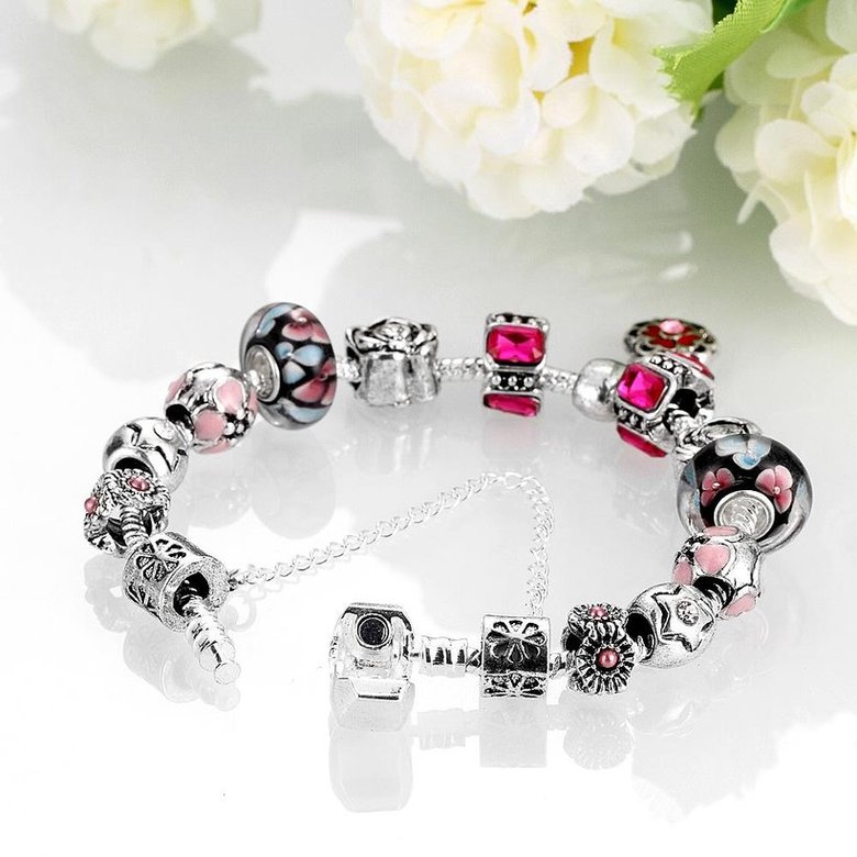 Wholesale Vintage Silver Plant Rhinestone Bracelet TGBB039 3