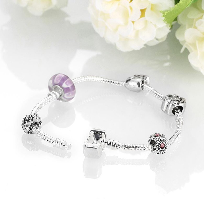 Wholesale Romantic Silver Plant Rhinestone Bracelet TGBB040 3