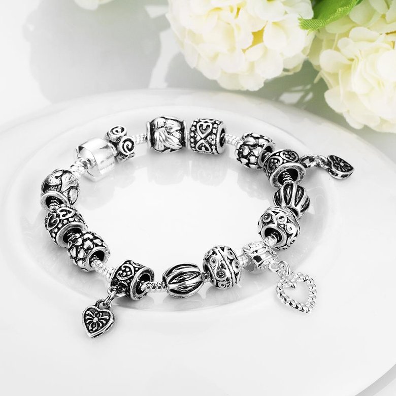 Wholesale Punk Silver Heart Bracelet TGBB043 2