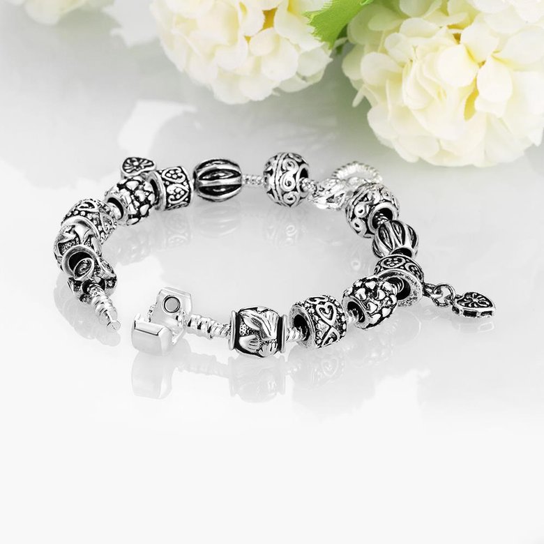 Wholesale Punk Silver Heart Bracelet TGBB043 3