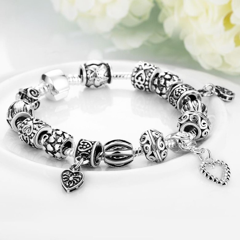 Wholesale Punk Silver Heart Bracelet TGBB043 4