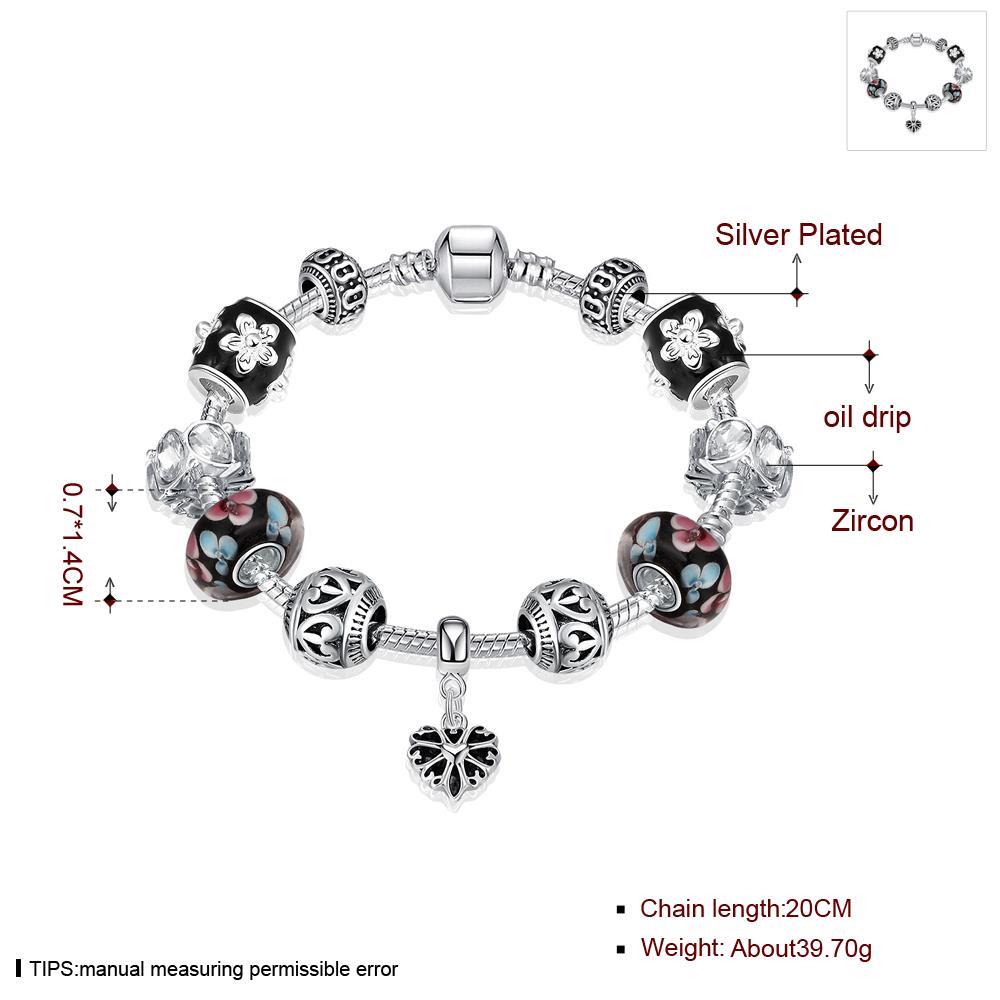 Wholesale Romantic Silver Heart Glass Bracelet TGBB060 0