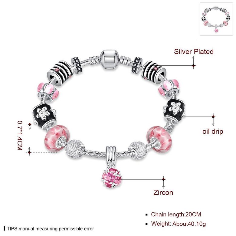 Wholesale Romantic Silver Plant Rhinestone Bracelet TGBB062 0