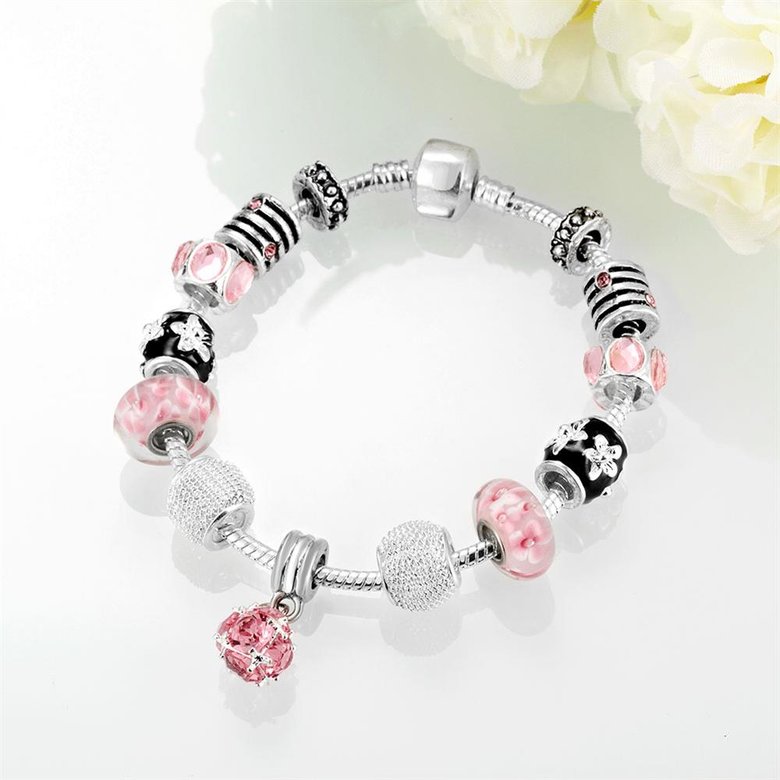 Wholesale Romantic Silver Plant Rhinestone Bracelet TGBB062 1