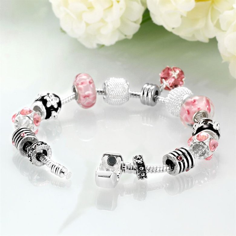 Wholesale Romantic Silver Plant Rhinestone Bracelet TGBB062 3