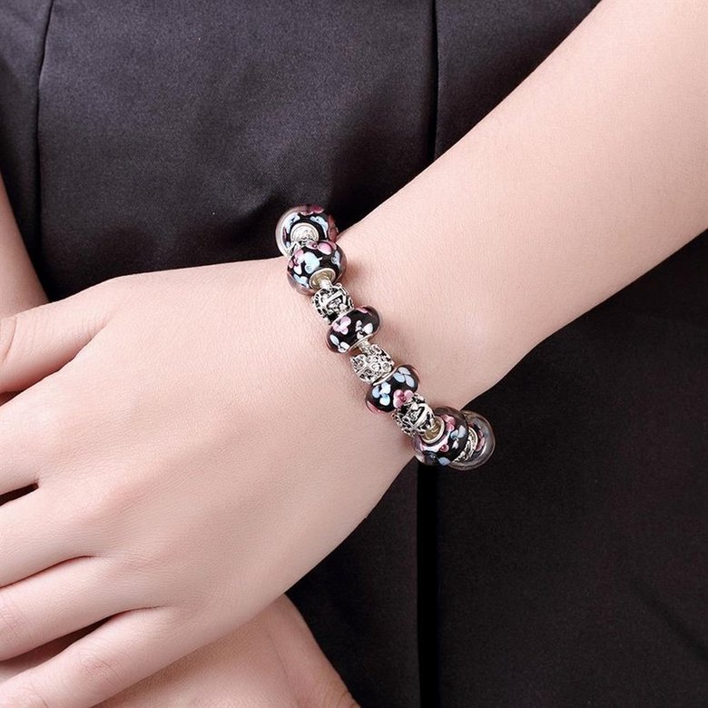 Wholesale Vintage Silver Round Glass BraceletGirls TGBB063 0