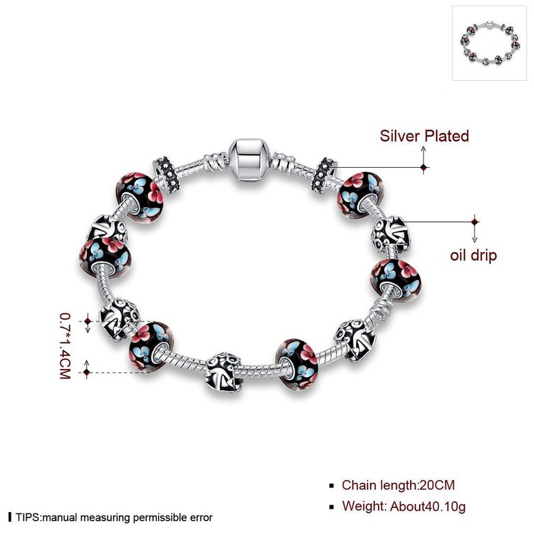 Wholesale Vintage Silver Round Glass BraceletGirls TGBB063 1