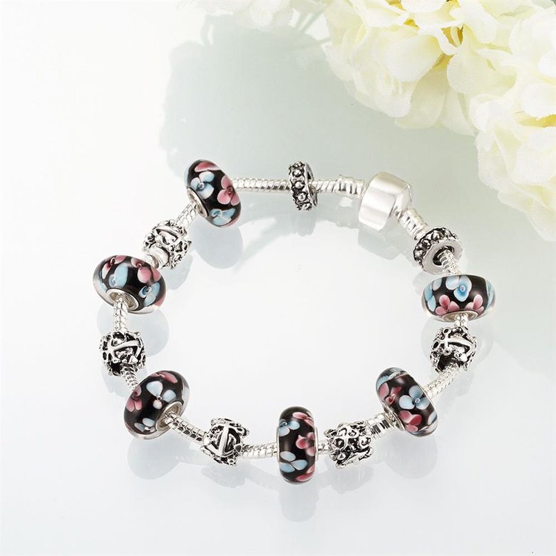 Wholesale Vintage Silver Round Glass BraceletGirls TGBB063 2