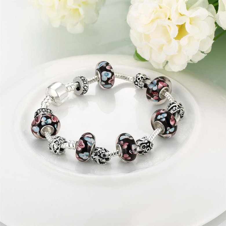 Wholesale Vintage Silver Round Glass BraceletGirls TGBB063 3