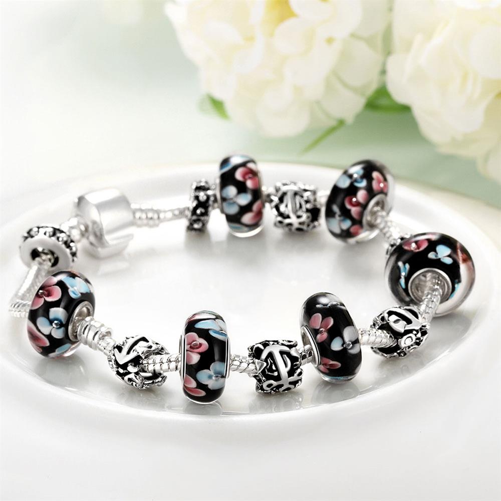 Wholesale Vintage Silver Round Glass BraceletGirls TGBB063 5