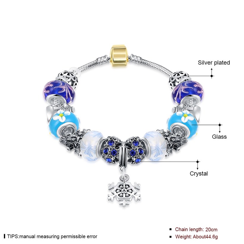 Wholesale Casual/Sporty Silver Blue Crystal Bracelet TGBB065 0