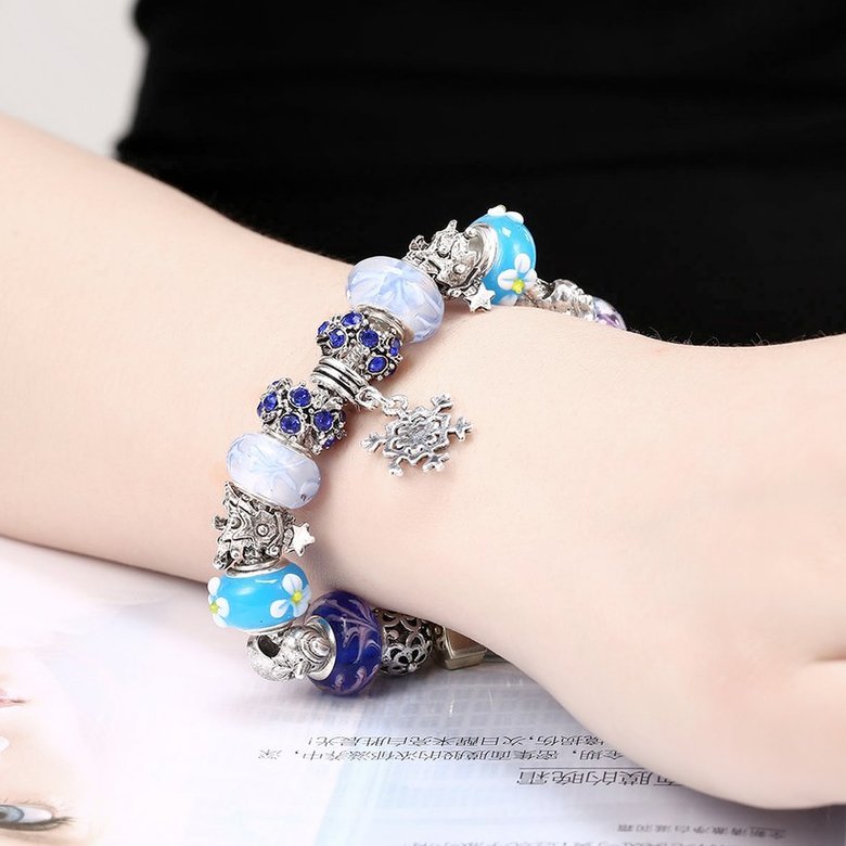 Wholesale Casual/Sporty Silver Blue Crystal Bracelet TGBB065 1