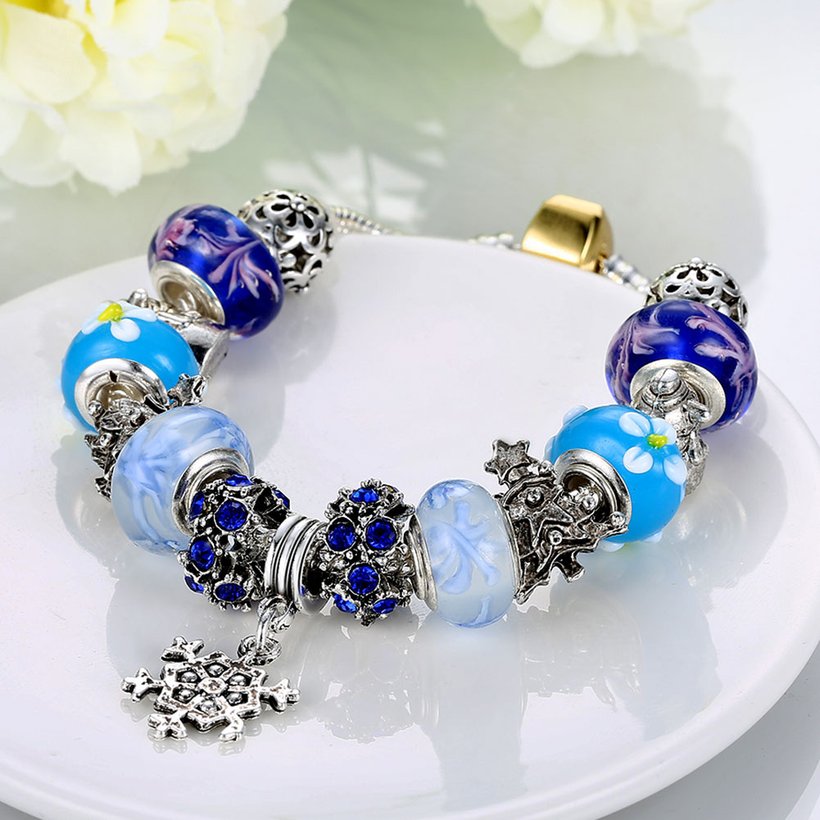 Wholesale Casual/Sporty Silver Blue Crystal Bracelet TGBB065 2