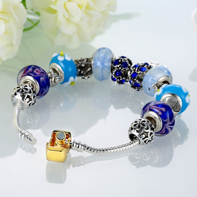 Wholesale Casual/Sporty Silver Blue Crystal Bracelet TGBB065 3
