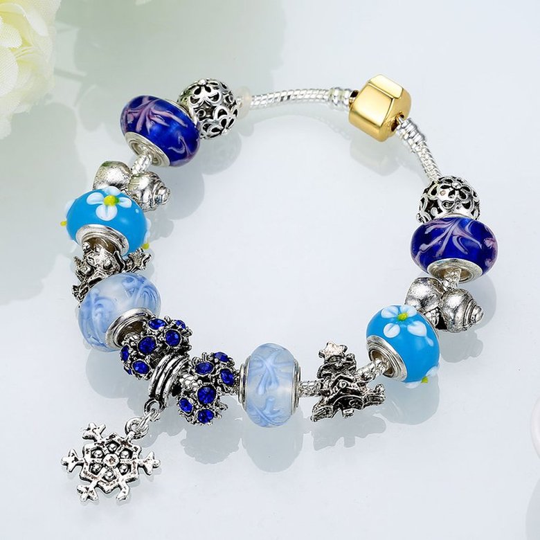 Wholesale Casual/Sporty Silver Blue Crystal Bracelet TGBB065 4