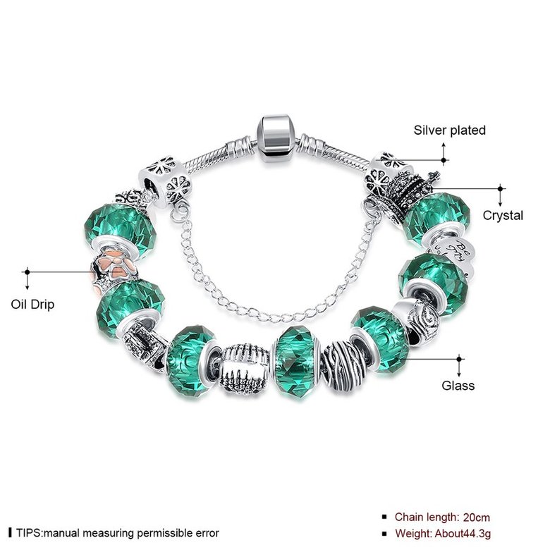 Wholesale Casual/Sporty Silver Geometric Green Crystal Bracelet TGBB004 0