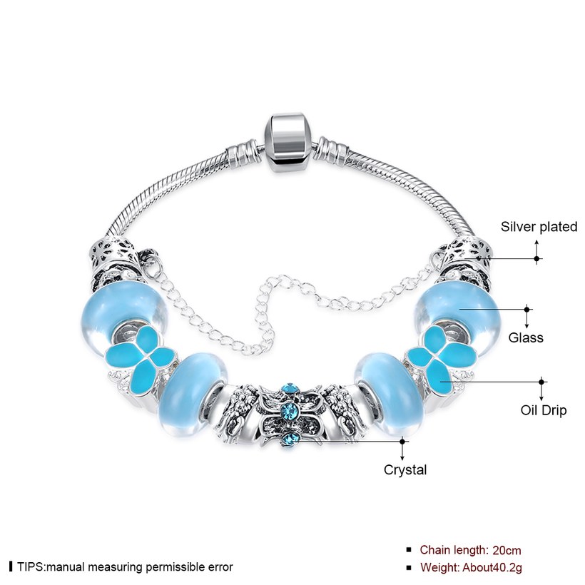 Wholesale Casual/Sporty Silver Geometric Blue Crystal Bracelet TGBB066 0