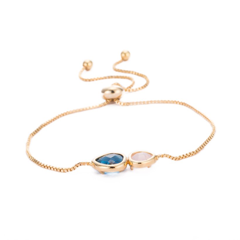 Wholesale Classic Antique Gold Heart Blue Glass Bracelet TGCB005 0