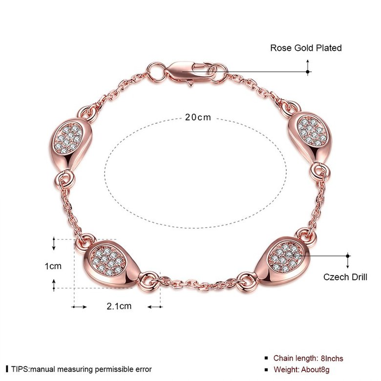 Wholesale Romantic Rose Gold Star Rhinestone Bracelet TGGPB040 0