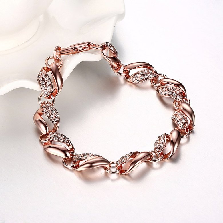 Wholesale Romantic Rose Gold Round Rhinestone Bracelet TGGPB043 0