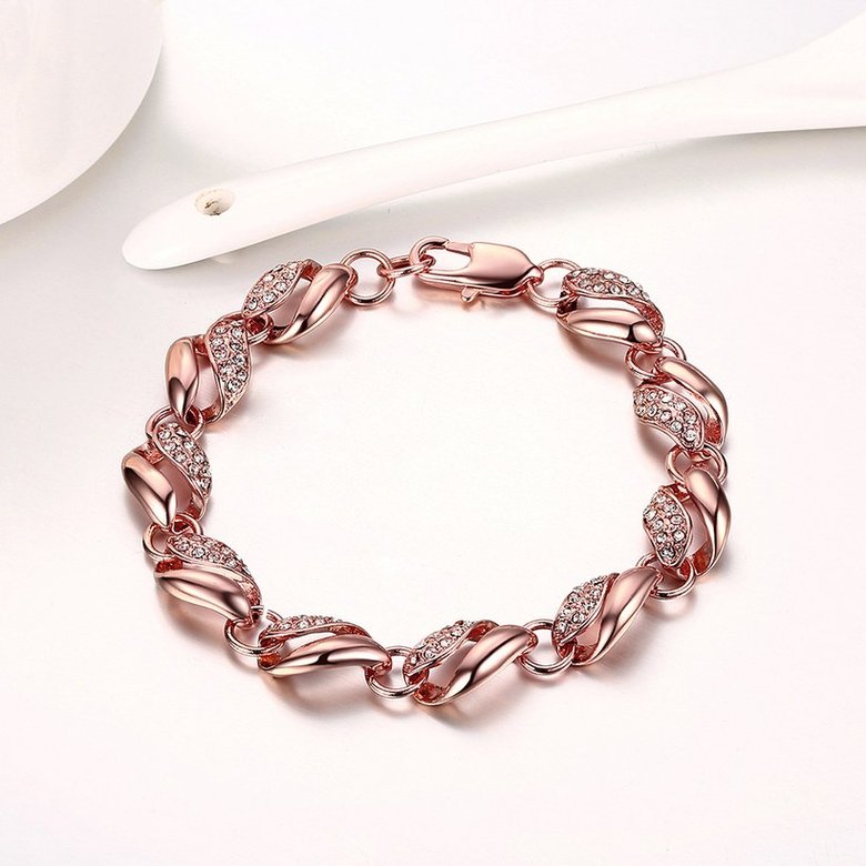 Wholesale Romantic Rose Gold Round Rhinestone Bracelet TGGPB043 2