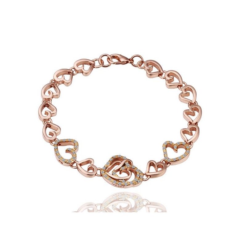 Wholesale Trendy Platinum Heart Rhinestone Bracelet TGGPB049 0