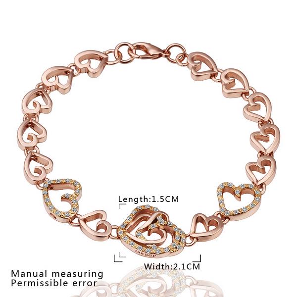 Wholesale Trendy Platinum Heart Rhinestone Bracelet TGGPB049 1